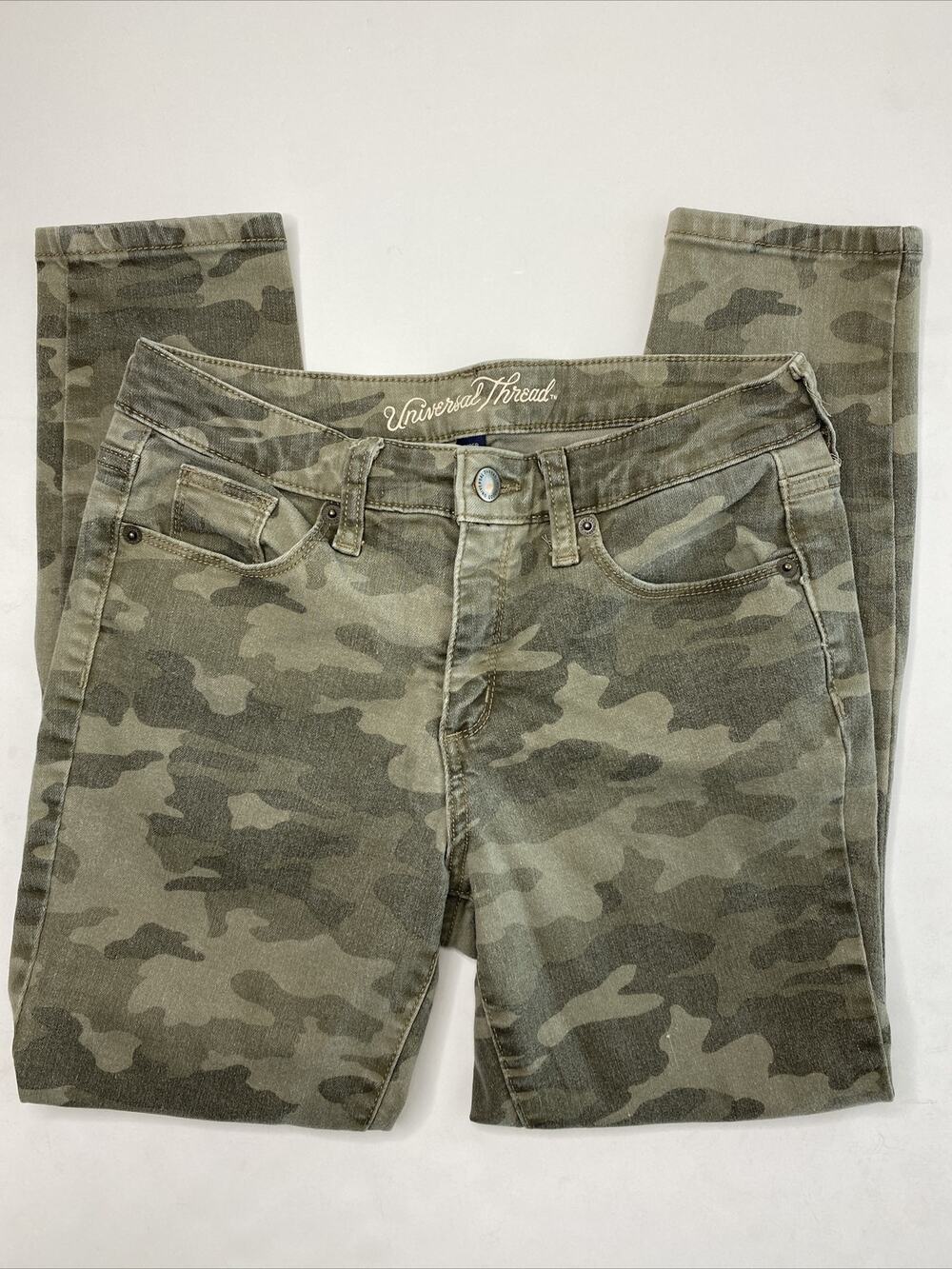 Universal Thread Green Camouflage High Rise Straight Leg Pants Womens Size 2/26R